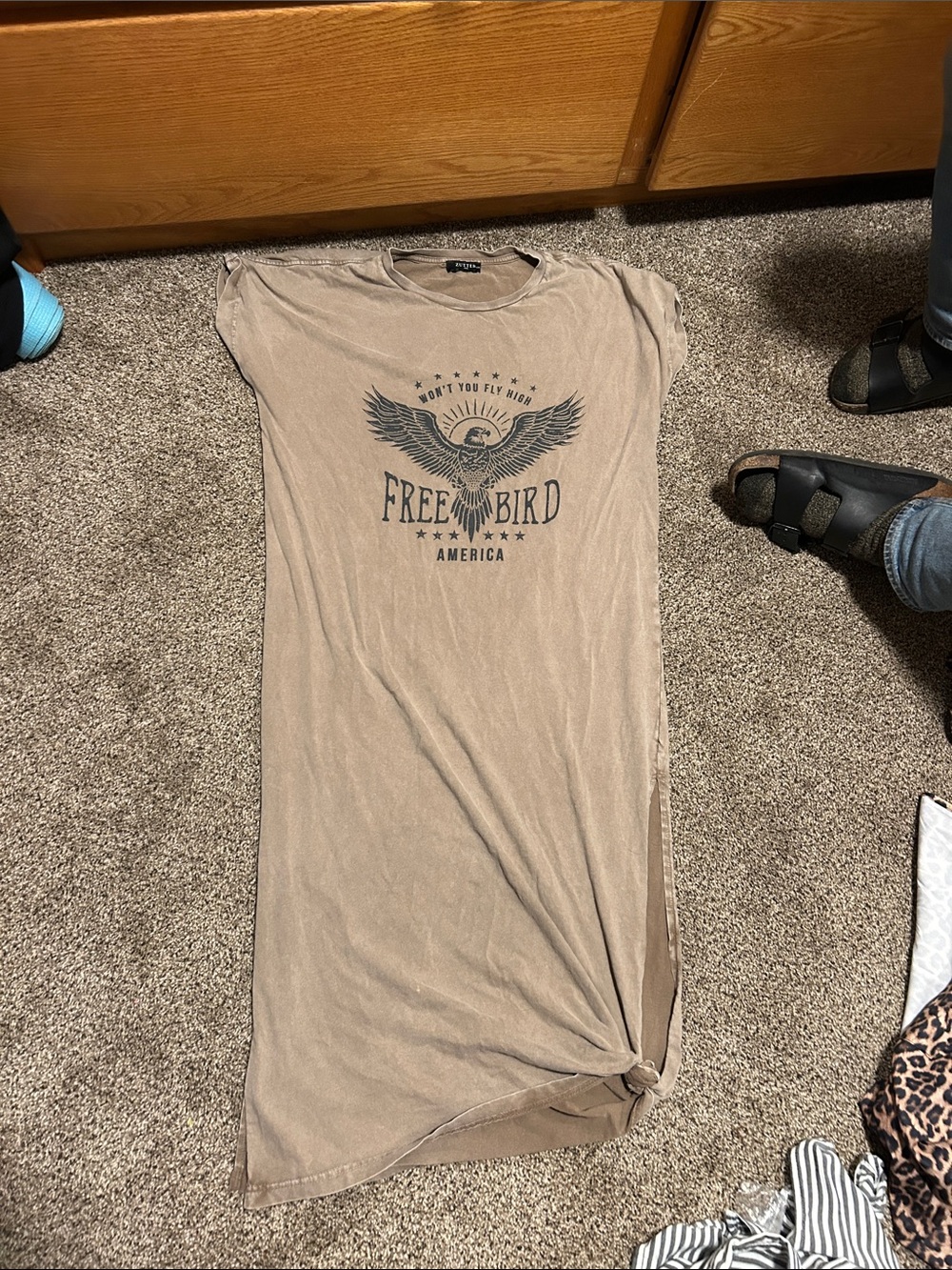 Taupe Free Bird Graphic Midi Dress
